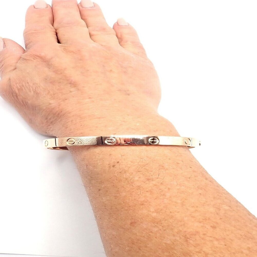 Authentic! Cartier 18k Rose Gold Love Bangle Bracelet Size 21 Paper - Picture 9 of 13